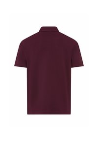 Polo shirt bordeaux a maniche corte con colletto classico, realizzato in tessuto liscio, caratterizzato da un colore solido senza motivi né dettagli.