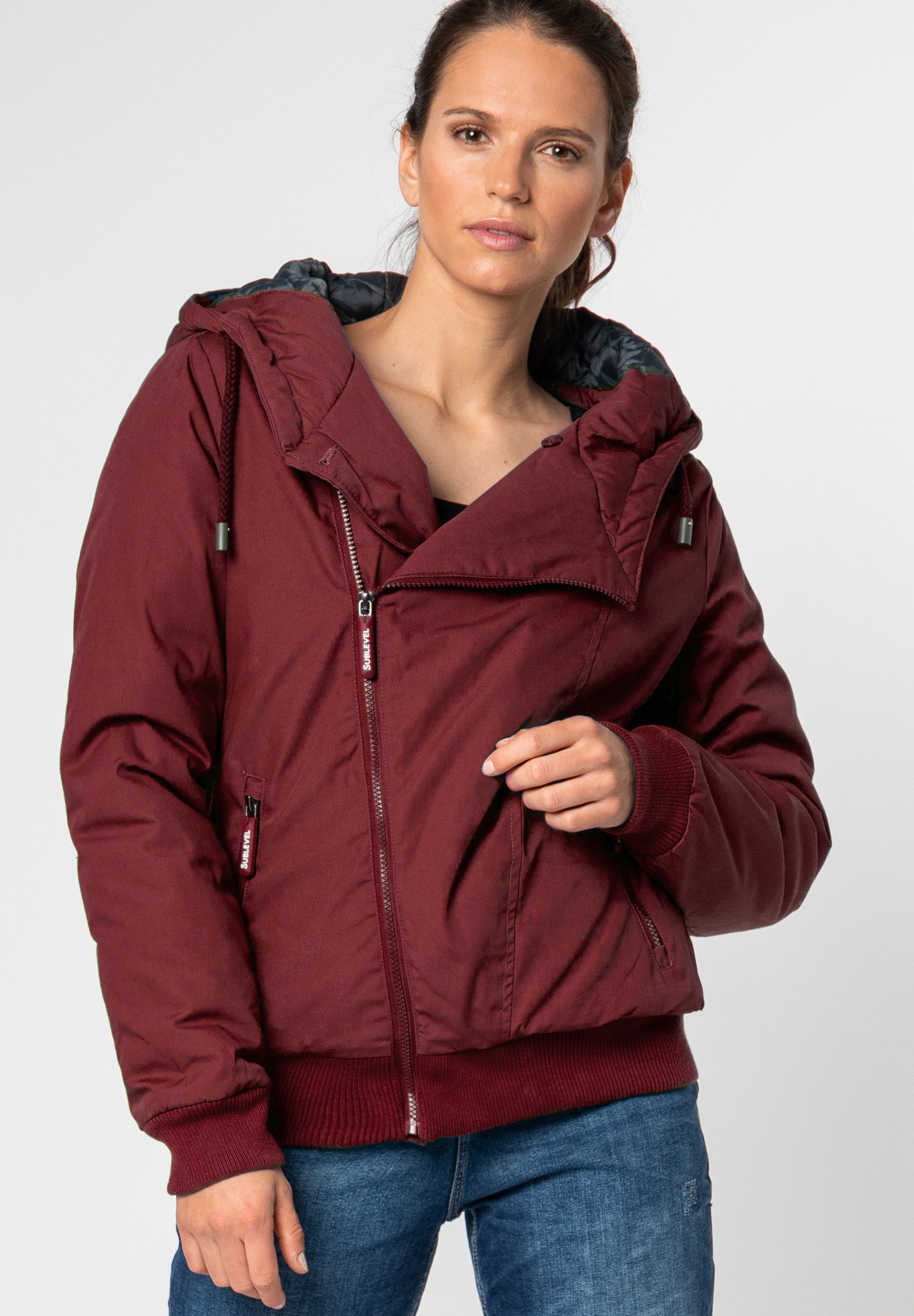 red fitted jacket ladies