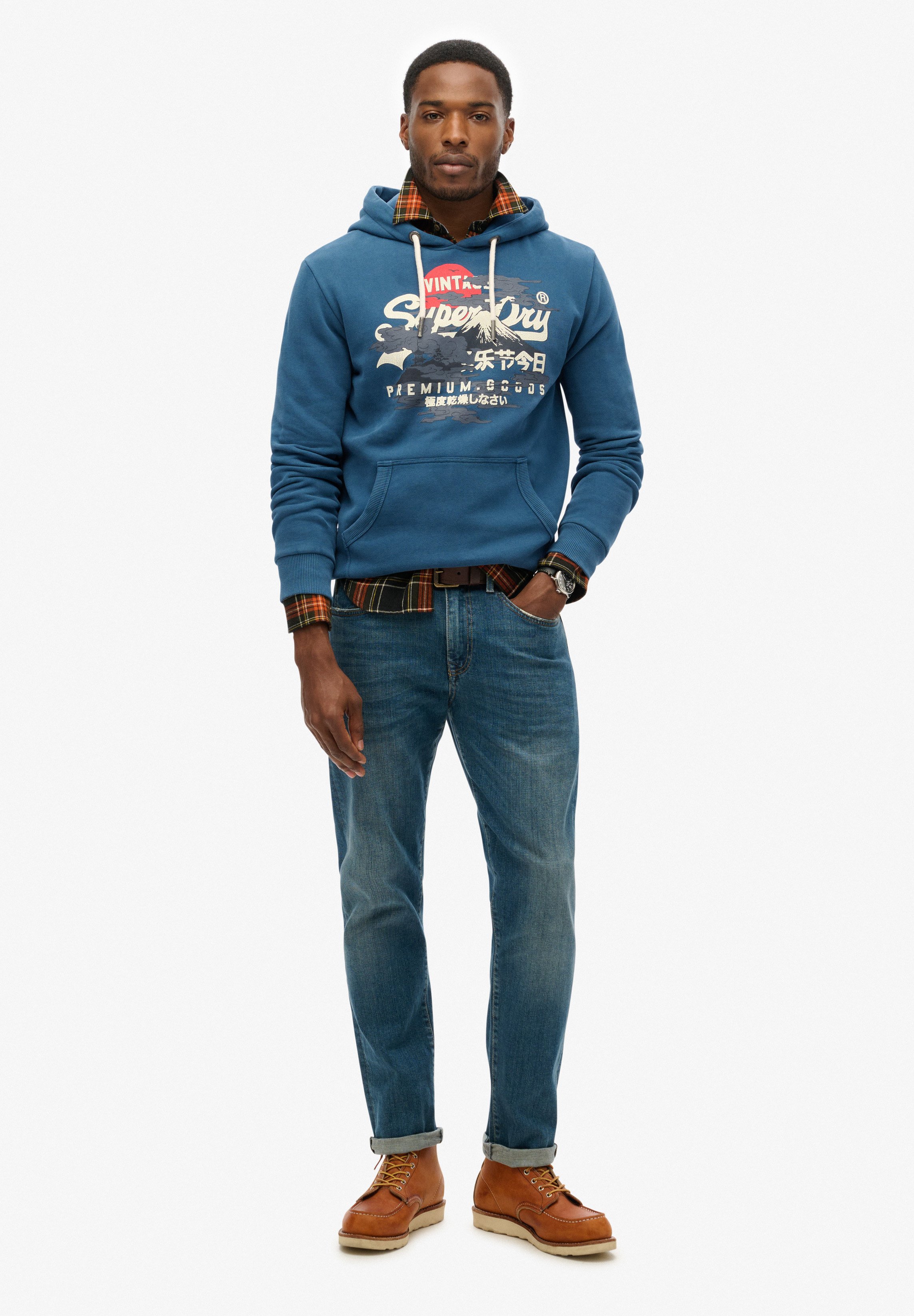 Superdry & Co TOKYO VI GRAPHIC PRINT LOGO - Hoodie - blue bottle