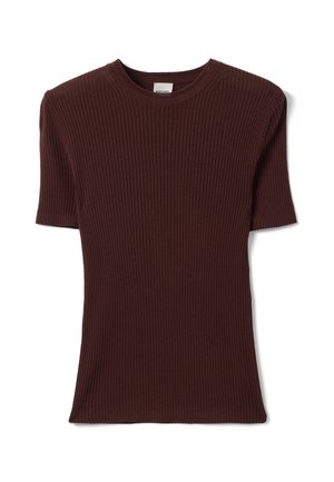 Stefanel, FITTED TOP. - Basic T-shirt - dark brown