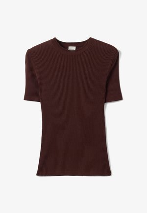 Stefanel, FITTED TOP. - Basic T-shirt - dark brown