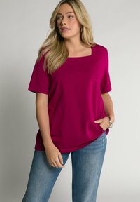 Ulla Popken CARREE-AUSSCHNITT - T-shirt basic - magnolienrot
