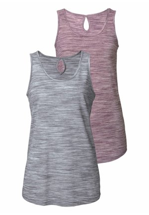2ER PACK - Top - beere-meliert+grau-meliert