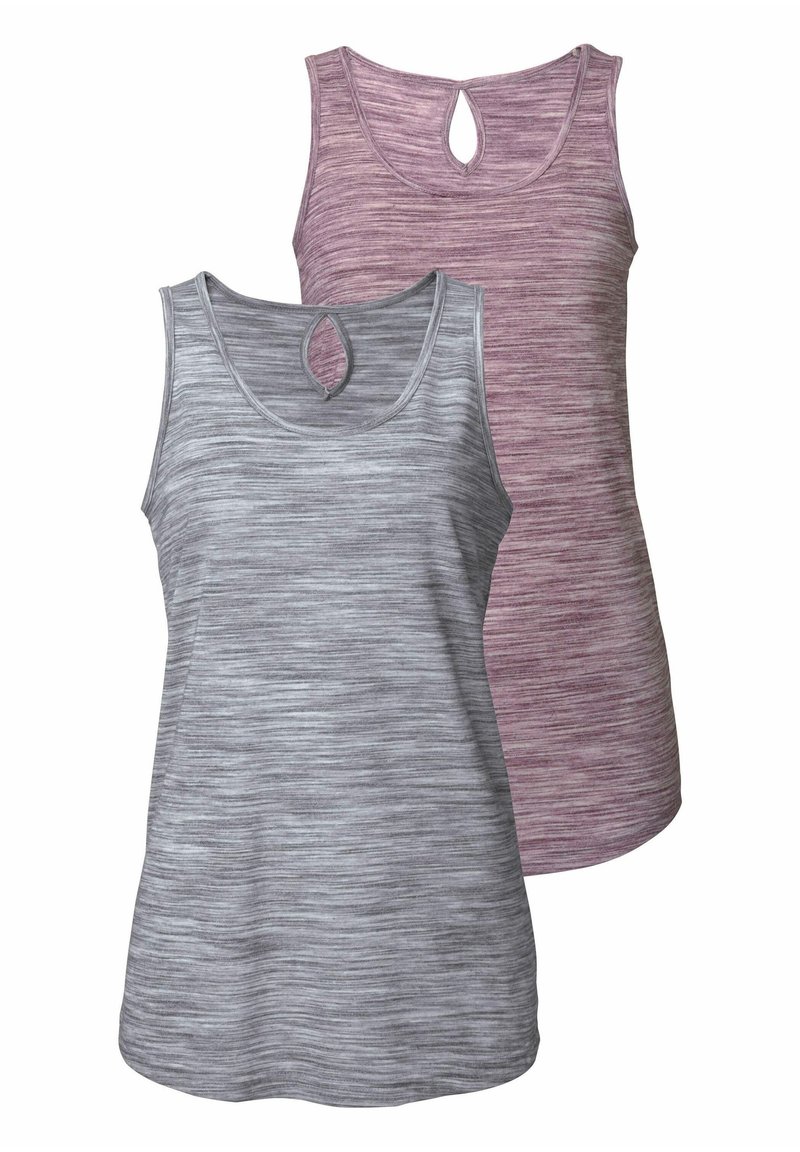Beach Time 2ER PACK - Top - beere-meliert+grau-meliert