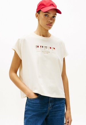FLAG EMBROIDERY - T-shirt con stampa - cream