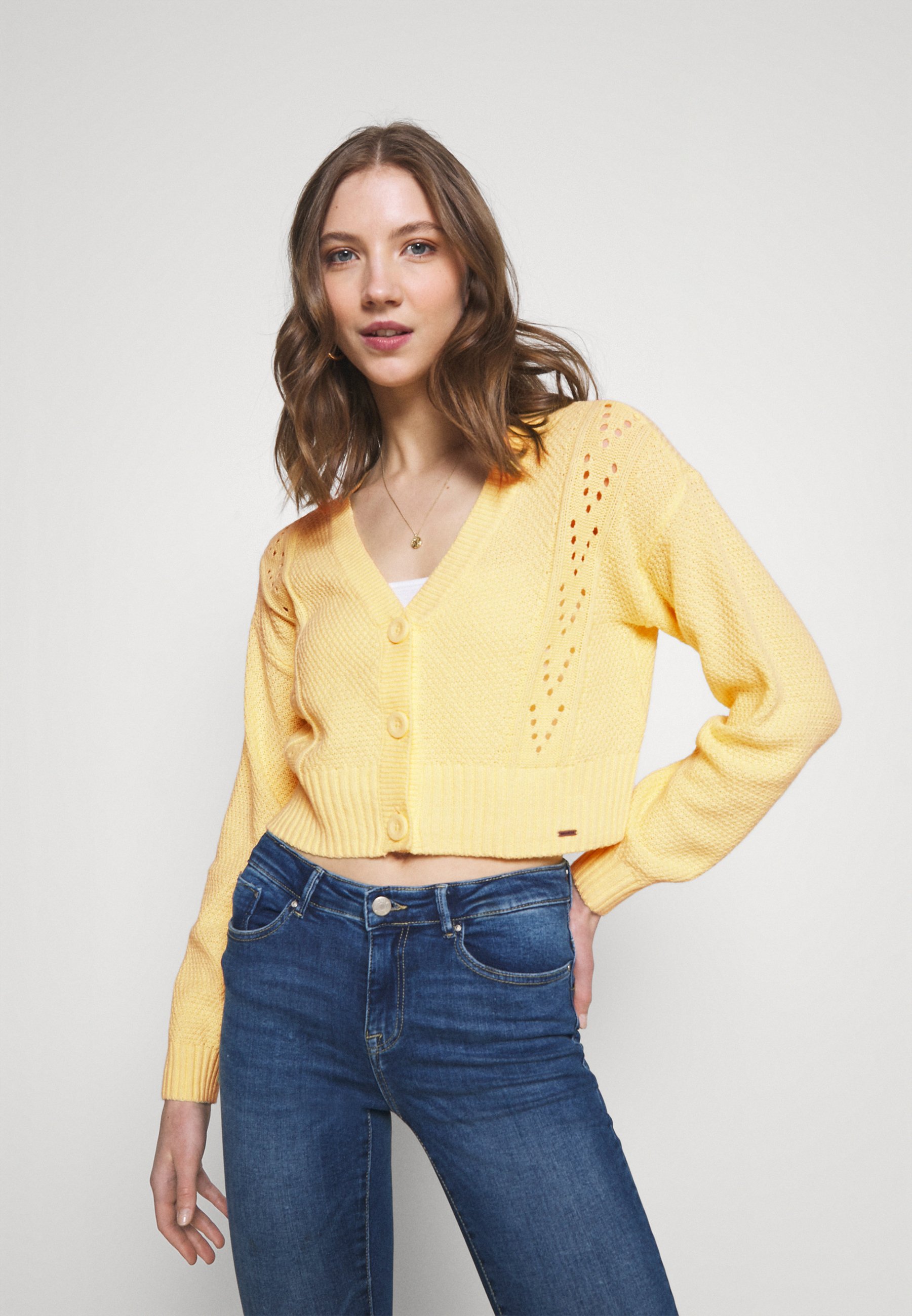 cropped pointelle cardigan