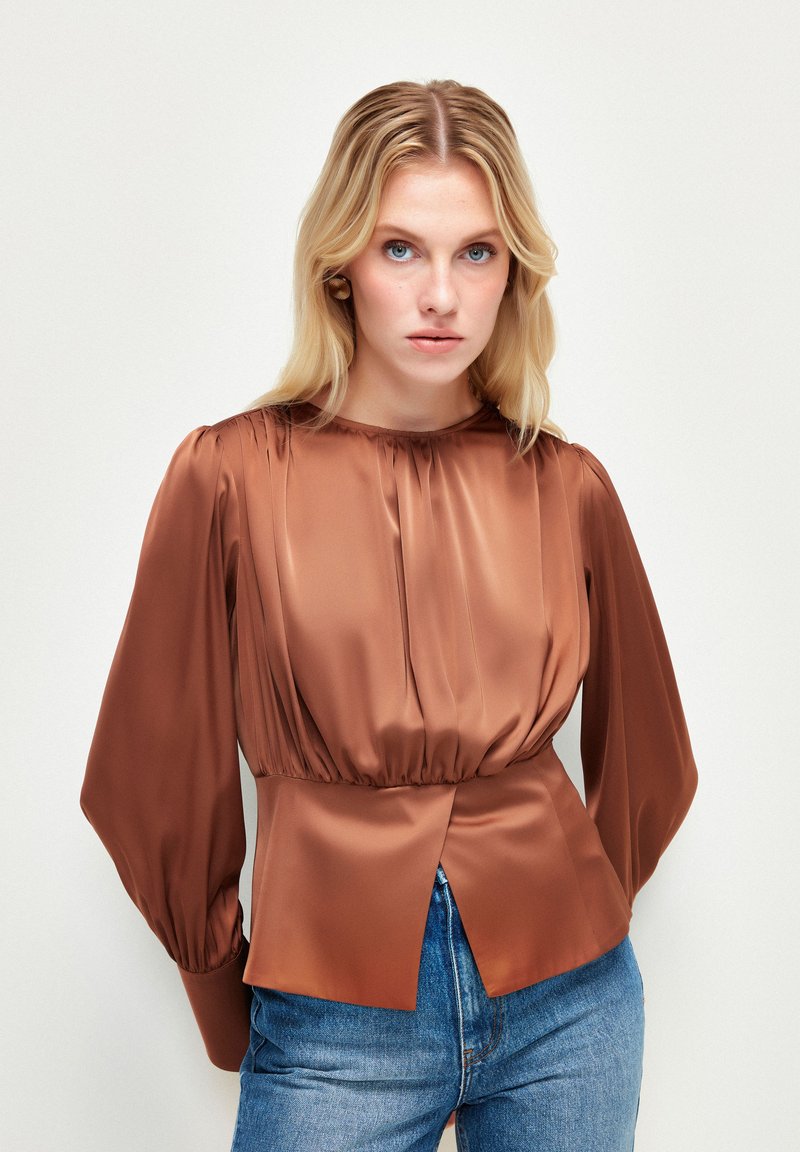 adL SHIRRED - Camicetta - camel
