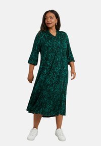 Live Unlimited London LEOPARD NEHRU COLLAR MIDI  - Trikoomekko - green