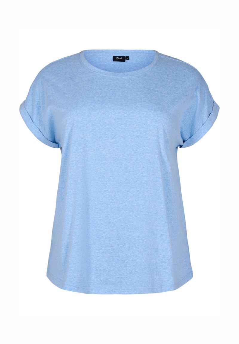 Zizzi T-shirt basic lichtblauw gemêleerd