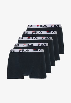 Zwarte boxershorts van katoen, met een elastische tailleband met rode en witte FILA-branding. Verpakking van vijf identieke stuks.