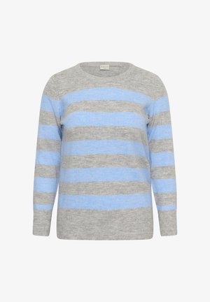Kaffe Curve, KCNIELA STRIPED - Svetrík - light grey mel/blue melange