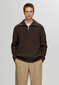 Selected Homme HALF-ZIP  - Maglione - chocolate torte