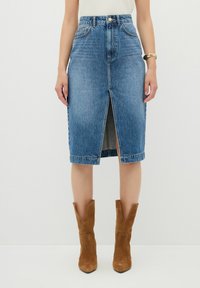 adL WITH FRONT SLIT - Falda vaquera - navy blue