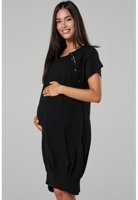 HAPPY MAMA. Donna Vestito Svasato Prémaman L'Allattamento Disegno A Strati 078p Cremisi 56323097