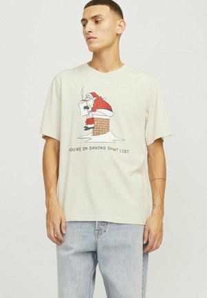 Jack & Jones X-MAS RUNDHALS  - T-shirts print - moonbeam