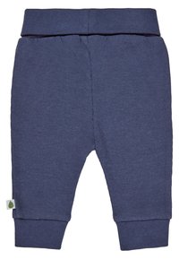 Ripp-hose in Marineblau mit einem weichen Bund und Bündchen; verfügt über ein kleines grünes Etikett an der Seite. Hergestellt aus einem bequemen Stoff.
