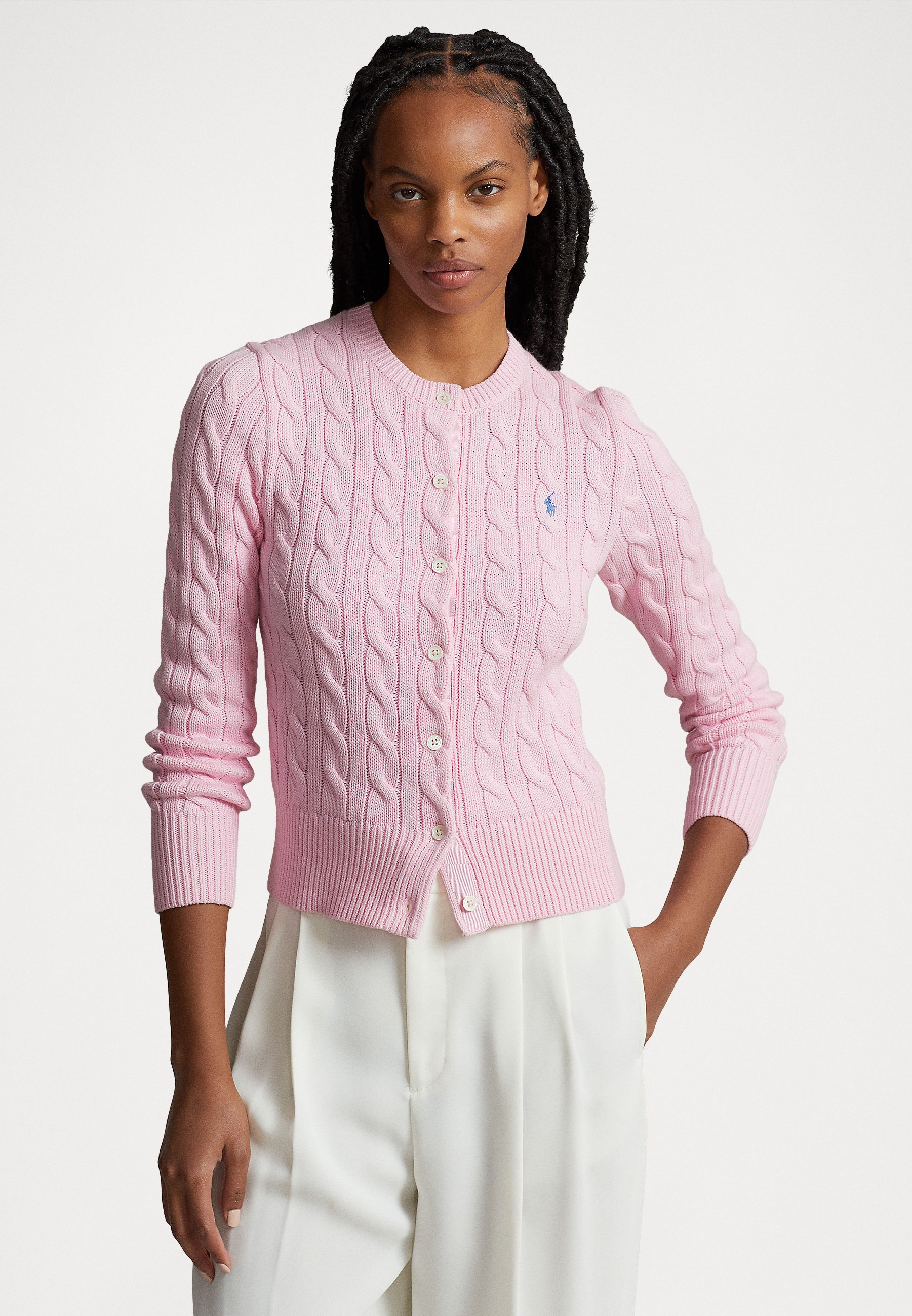 Polo Ralph Lauren CABLE KNIT COTTON CREWNECK CARDIGAN 