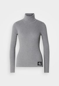 LABEL ROLL NECK - Jersey de punto - grey heather