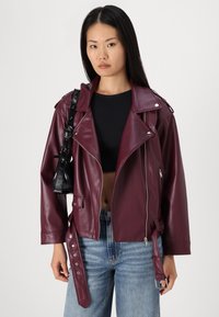 Noisy May NMESTA PAULINA BIKER JACKET - Jacka i konstläder - windsor wine
