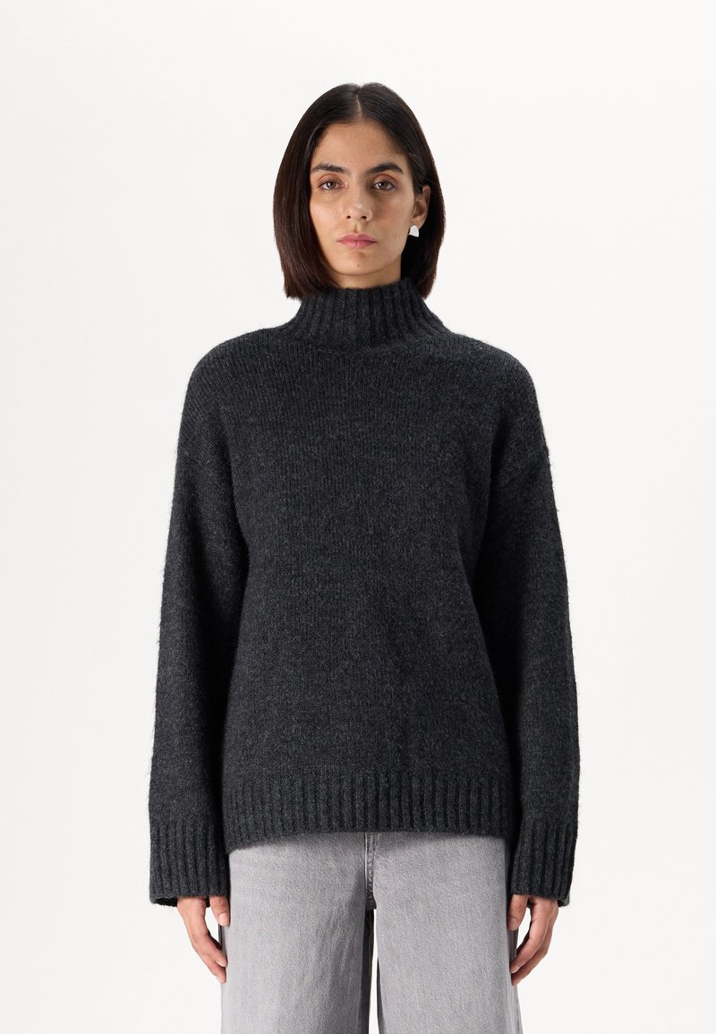 Vero Moda Tall VMMADDIE HIGHNECK PULL - Strikkegenser - dark grey melange