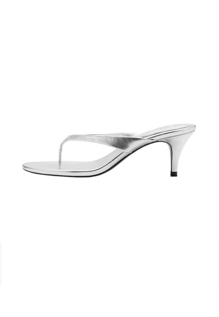 Mango Sandale s remenom u obliku slova T - silver-coloured