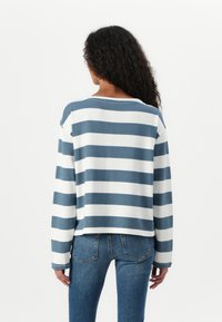 TOM TAILOR DENIM STRIPED WITH BUTTONS - Long sleeved top - dusty blue/white