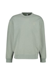 Felpa verde a maniche lunghe in cotone. Presenta un collo a girocollo e una piccola toppa con logo sul petto. Tessuto morbido e vestibilità comoda.