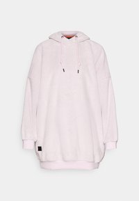 Felpa oversize con cappuccio in morbido tessuto rosa chiaro con una finitura testurizzata. Presenta cordini regolabili e polsini a costine.