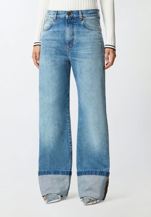 WANDA TURN-UP - Pernera ancha - mid wash