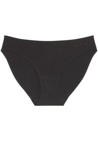 Slip bikini nero realizzato in tessuto morbido, con design a vita media, bordi senza cuciture e discreta etichetta sul cinturino.