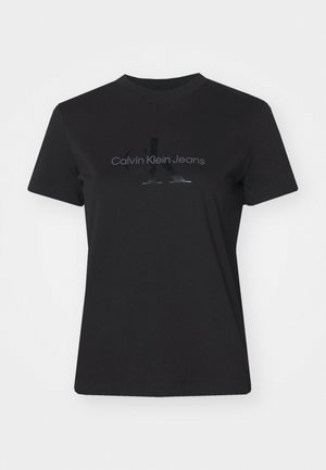 Calvin Klein Jeans GLOSSY MONOLOGO REGULAR TEE - Tricou cu imprimeu - black