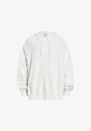 Witte oversized hoodie van zachte stof, met een kangoeroezak, verstelbare trekkoord-hoodie en ribgebreide manchetten en zoom.