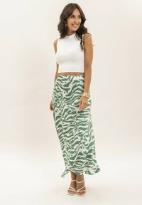Dona x Lisa LONGUE MOTIFS ZÈBRE XORANIA - Jupe longue - vert