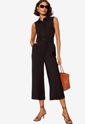Friends Like These SLEEVELESS UTILITY BUTTON FRONT TIE WAIST - Kezeslábas - black