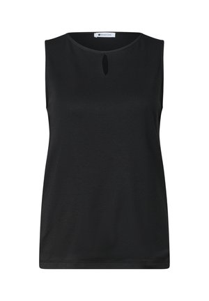 Street One, TOP MIT RUNDHALS UND CUT-OUT-DETAIL - Top - black