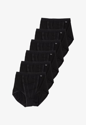 Slip da uomo in cotone nero con una texture liscia, caratterizzato da un cinturino ondulato, cuciture decorative e un piccolo tag con logo.