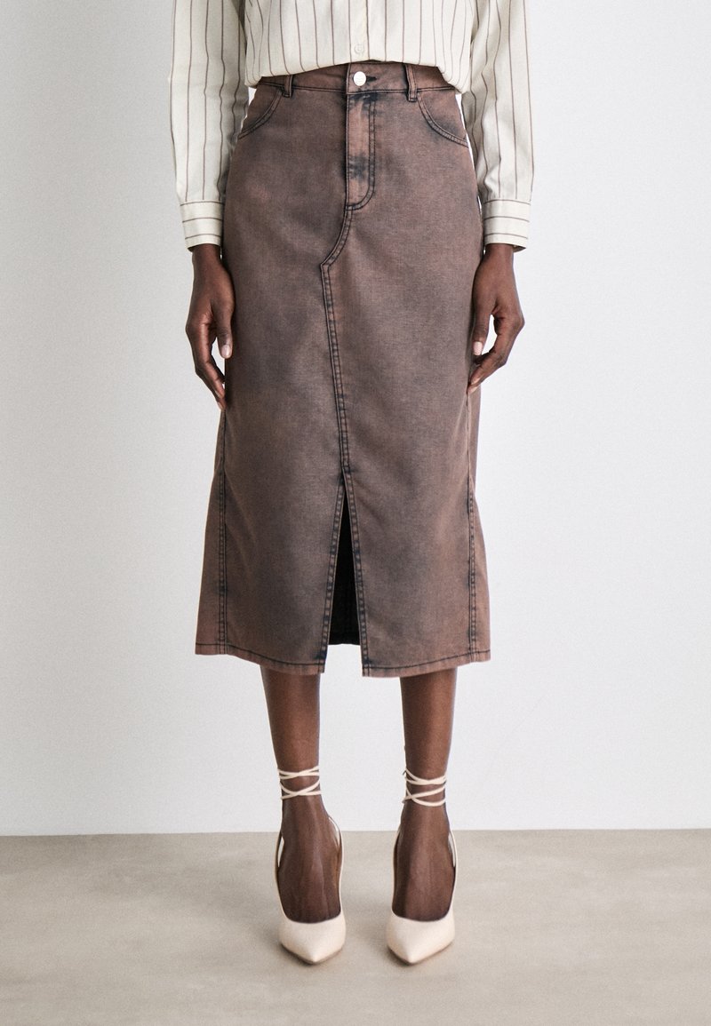 Mads Nørgaard KETLY SKIRT - Teksaseelik - brown