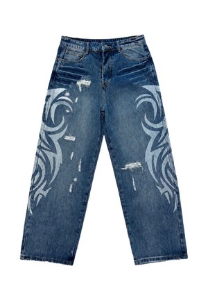 Project X Paris, JEAN À MOTIF TRIBAL ET DÉTAILS DÉCHIRÉS - Relaxed fit jeans - bleu