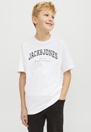 Jack & Jones Junior, JJECALEB - Nyomott mintás póló - white