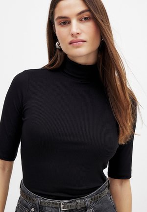 KURZÄRMELIGES MIT KRAGEN - Paprasti marškinėliai - black