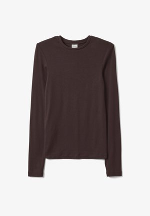 Stefanel, REGULAR-FIT CREW-NECK T-SHIRT. - Langarmshirt - dark brown