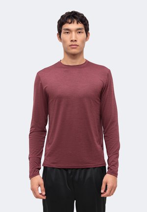 Pier One Sport by Zalando, ESSENTIAL TRAINING REGULAR FIT SPACE DYE MESH LONG SLEEVE TOP - Блуза с дълги ръкави - bordeaux