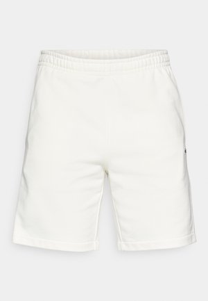 Witte elastische taille shorts met een klein logo aan de zijkant, met een eenvoudig, strak ontwerp en omgeslagen zoom.