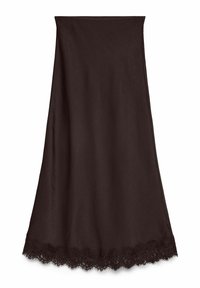 Mustat hameet, jotka on valmistettu sileästä kankaasta ja joissa on lovitettu pitsireuna. Malli ylettyy nilkkoihin ja siinä on yksinkertainen siluetti.