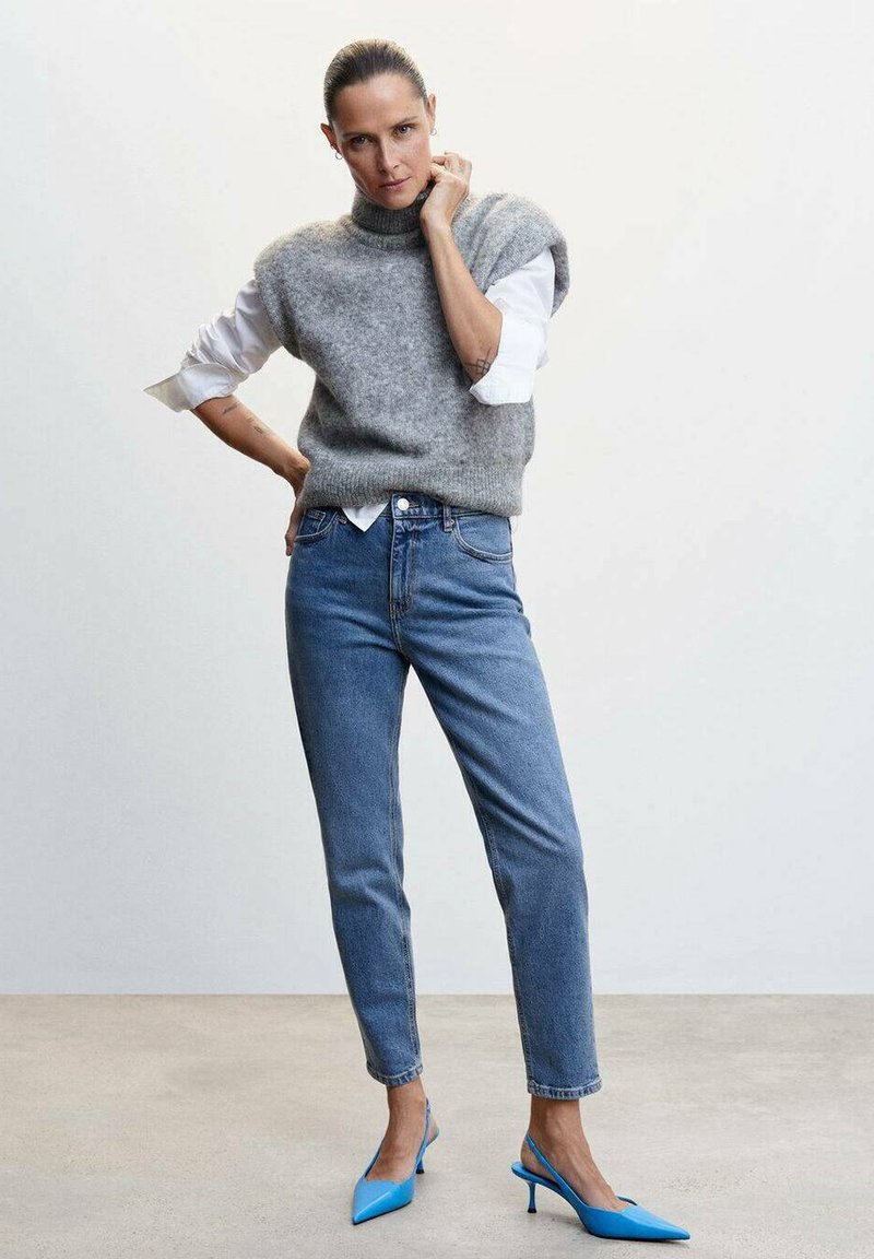 Mango NEWMOM Jeans Tapered Fit medium blue/blue Zalando.co.uk