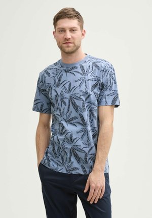 TOM TAILOR - T-shirt print - dove blue tonal leaf design