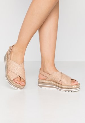 Korkeakorkoiset sandaalit - ivory/beige