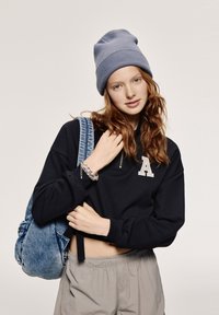 Terranova CROP A COLLO ALTO CON HALF ZIP E STAMPA COLLEGE - Felpa - nero