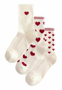 Next HEARTS 3 PACK - Strumpor - red cream