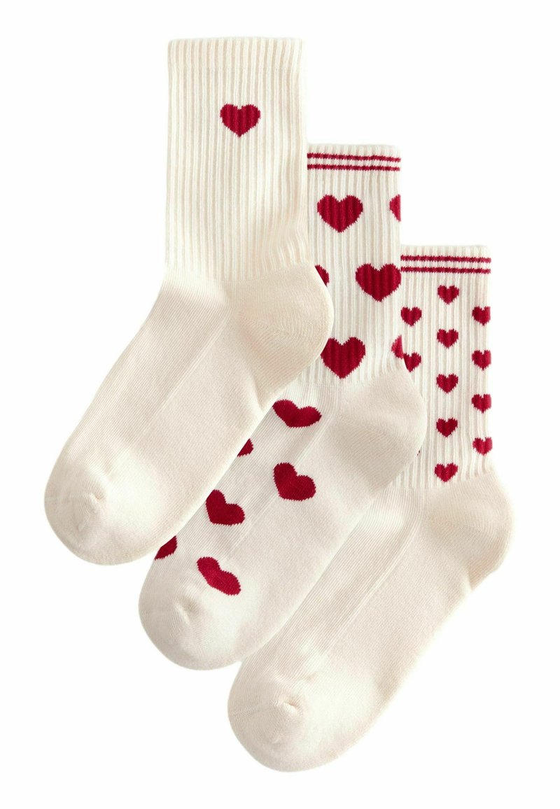 Next HEARTS 3 PACK - Strumpor - red cream